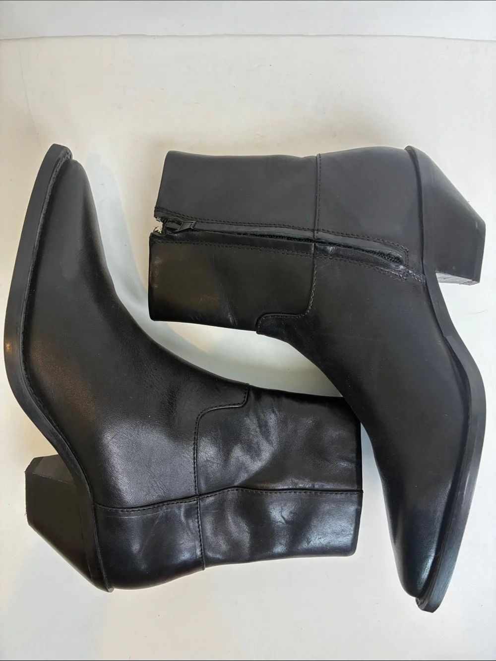 Zara leather cowboy ankle boot booties black EU 36 1122/010 western rodeo - Picture 14 of 16